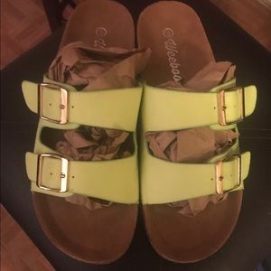 🌈 Pale Neon Green Birkenstock Inspired Sandals